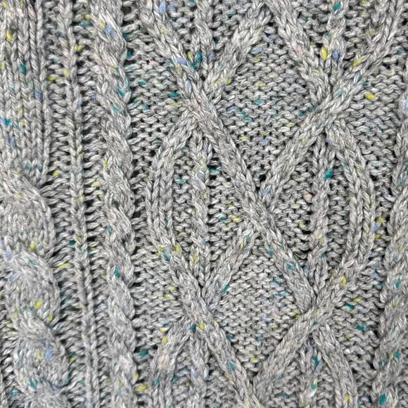 J. Crew Gray Cable Knit Sweater Wool Blend Confetti Color Dots Fall Style Cozy - Picture 3 of 8